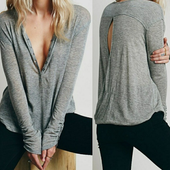Free People Sweaters - We the Free People open back henley grey small